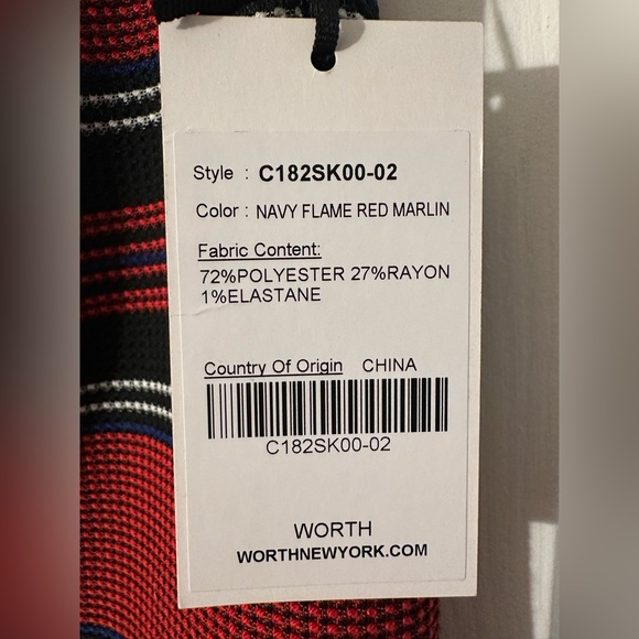 WORTH 2 Career Workwear Patriotic Nautical Navy Flame Red Marlin Pencil Skirt - Picture 7 of 14